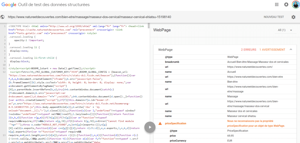 test structured data