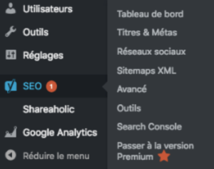 SEO > Tableau de bord