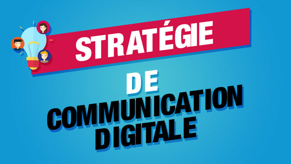 Stratégie de communication digitale écrit avec des portraits d'internautes autour d'une ampoule