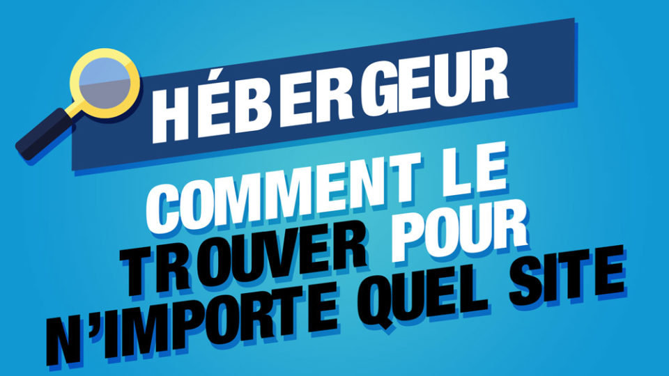 une loupe pour trouver l'hebergeur d'un site web sur fond bleu