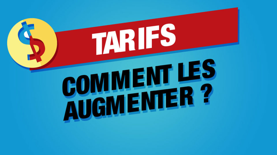 Augmenter ses tarifs en rédaction web écrit sur fond rouge avec un signe dollar