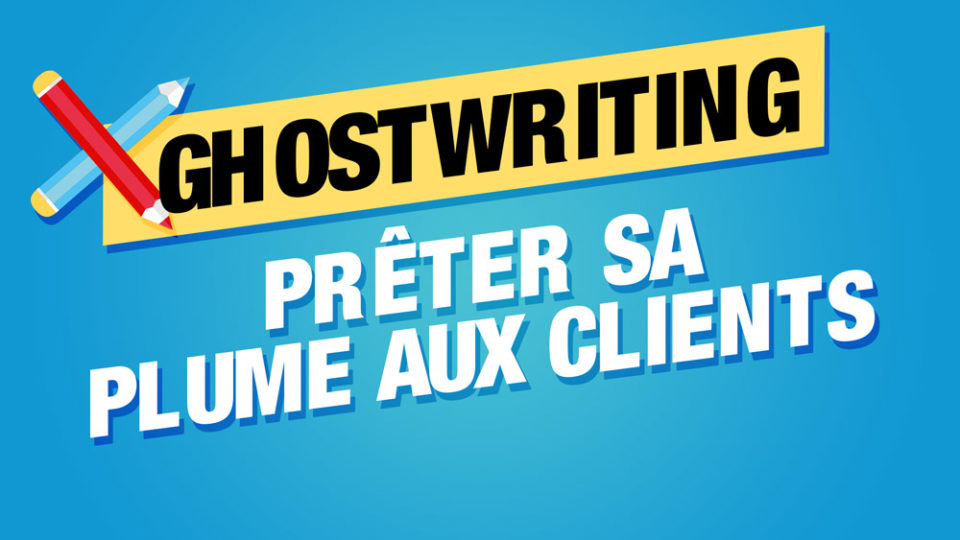 ghostwriting écrit sur fond jaune à côté de crayons