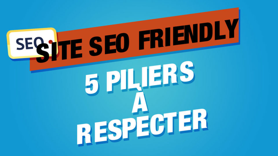pancarte SEO à coté du titre site seo friendly sur fond orange
