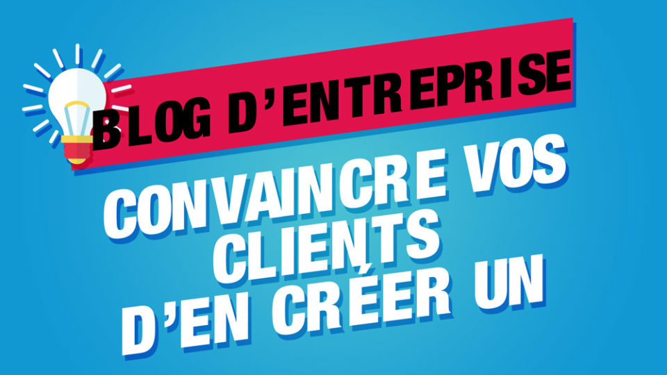 le titre blog d'entreprise écrit sur fond rouge avec une ampoule allumée