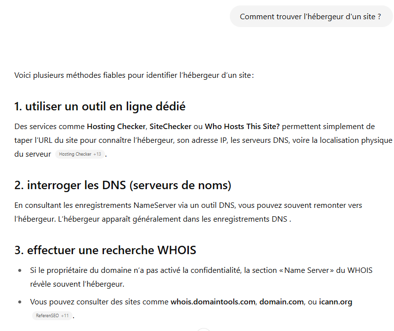 Recherche de sources chat GPT pour le GEO